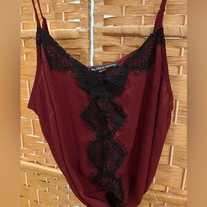 Harlowe & Graham Red and Black Lace top